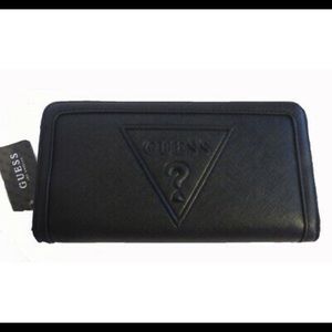 Guess Black Zip Around Wallet Clutch, NWT